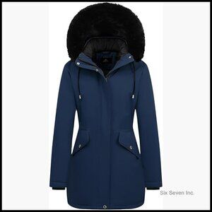 Long Winter Down Coat Thicken Fleece Lined Parka Puffer Jacket